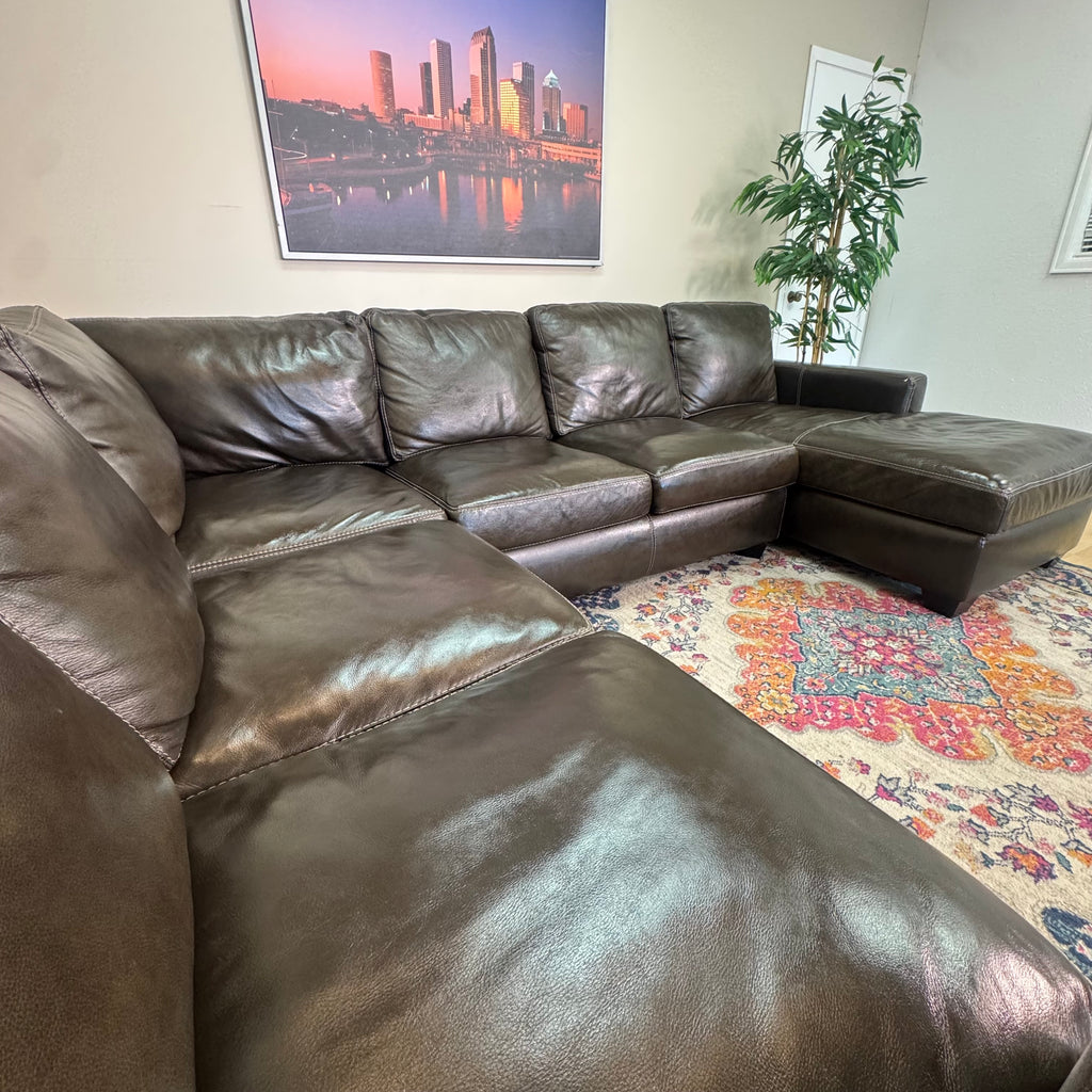 Top Grain Leather Sectional Couch