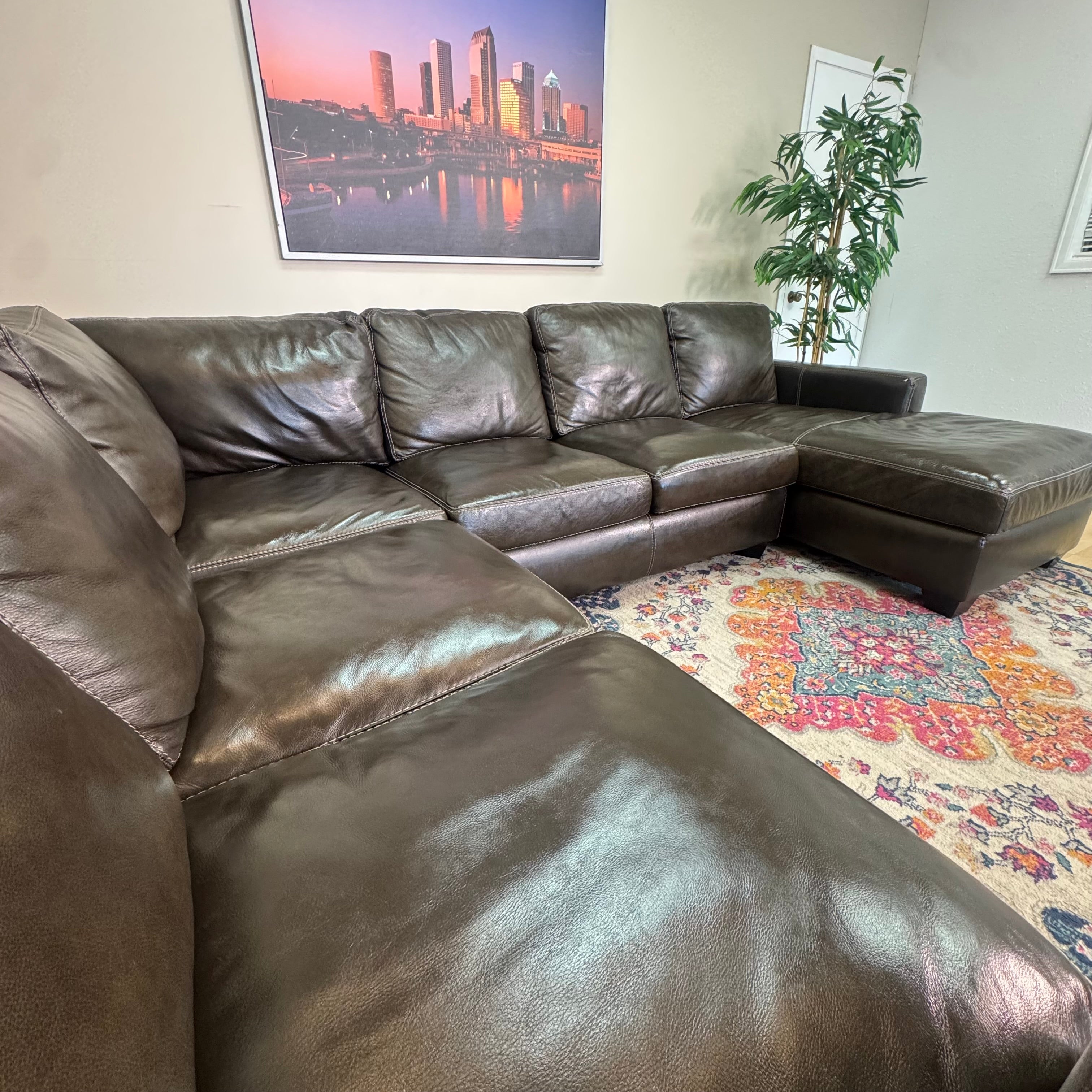 Top Grain Leather Sectional Couch
