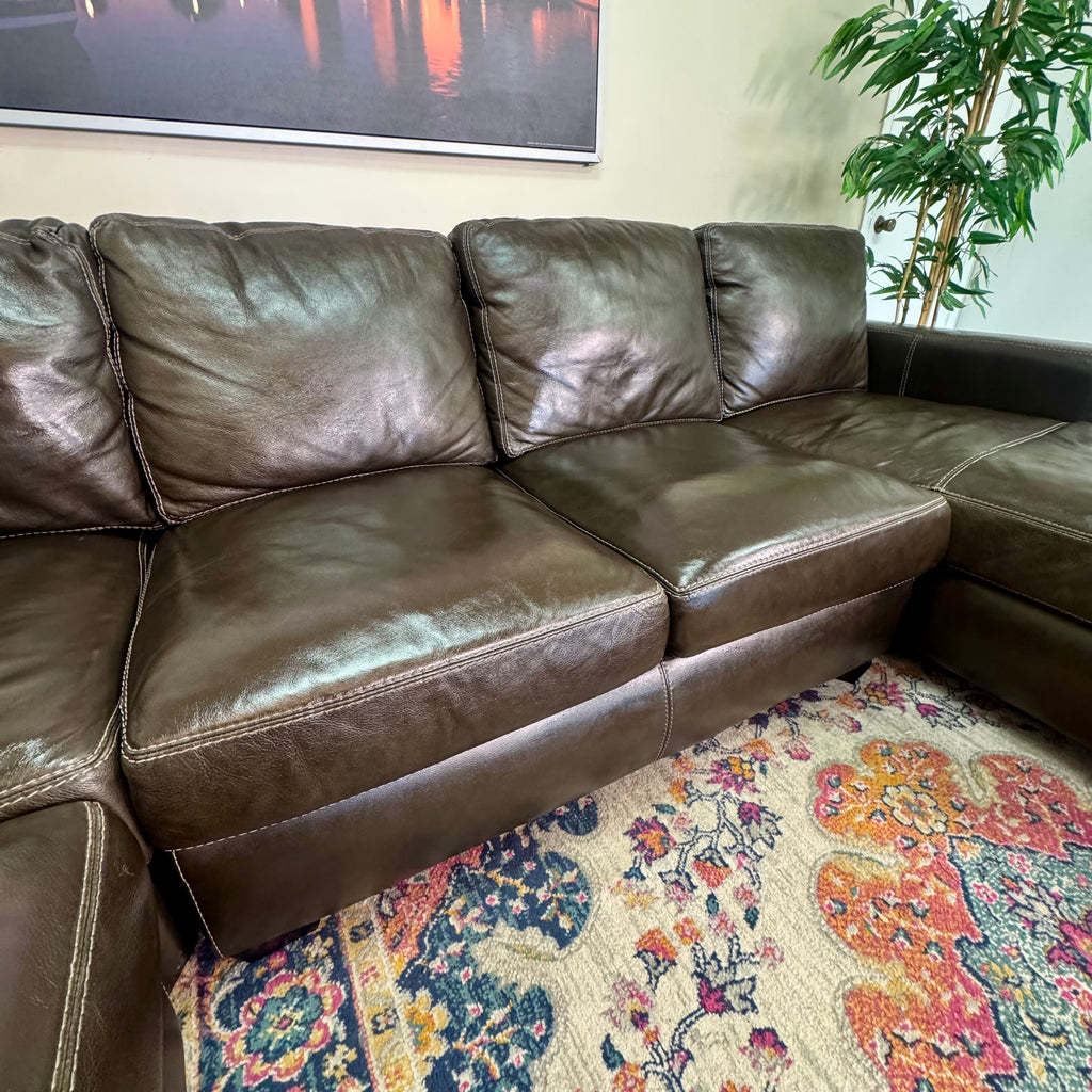 Top Grain Leather Sectional Couch