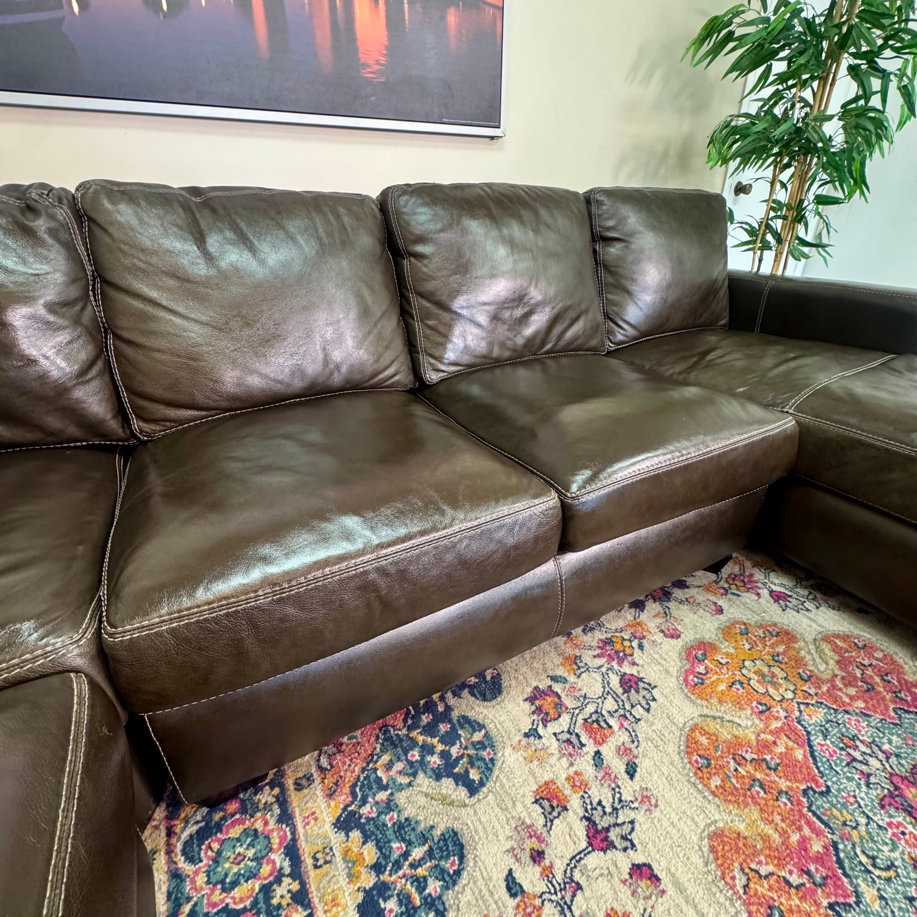 Top Grain Leather Sectional Couch