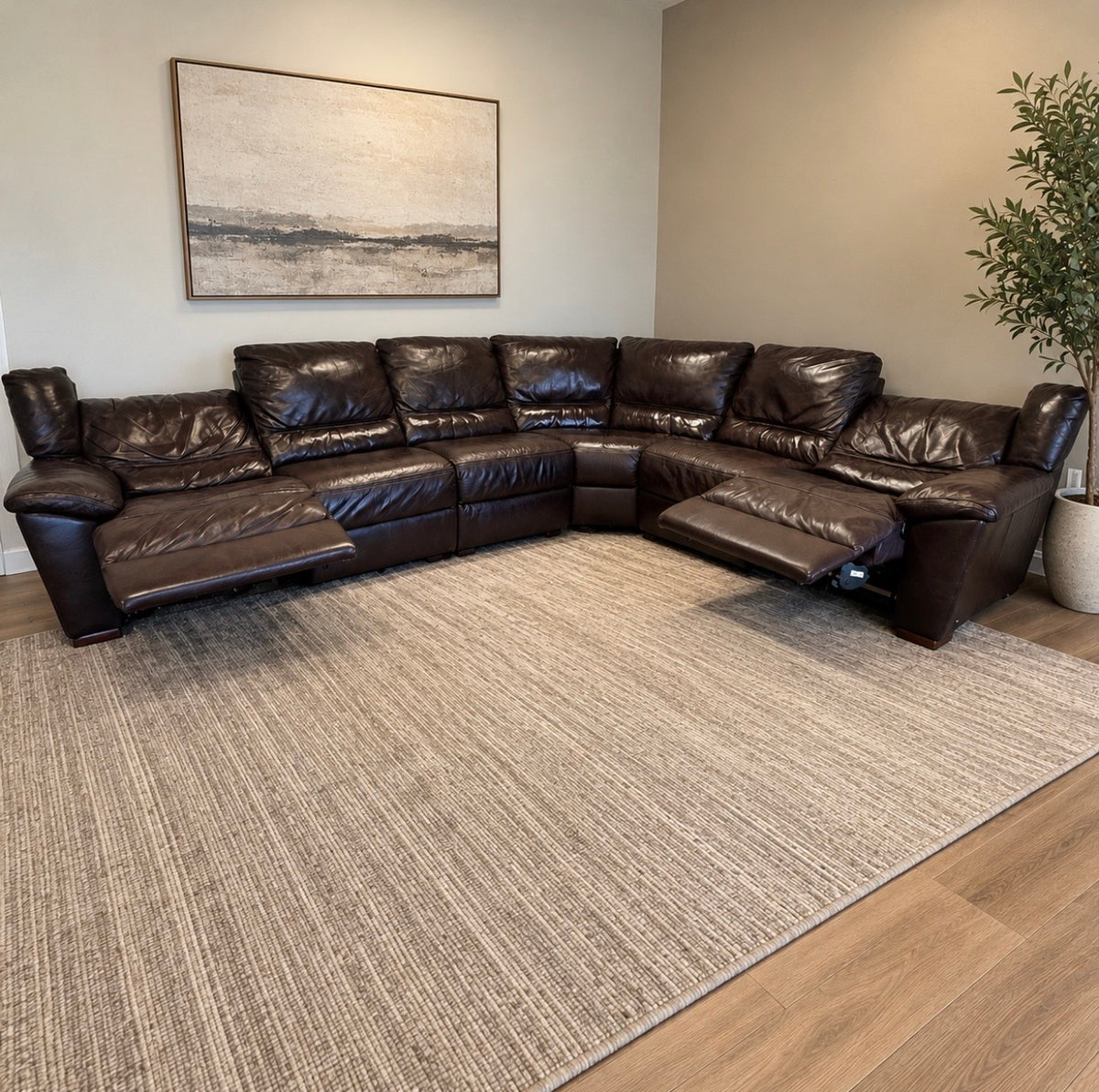 Natuzzi - Dual Power Reclining Leather Sectional