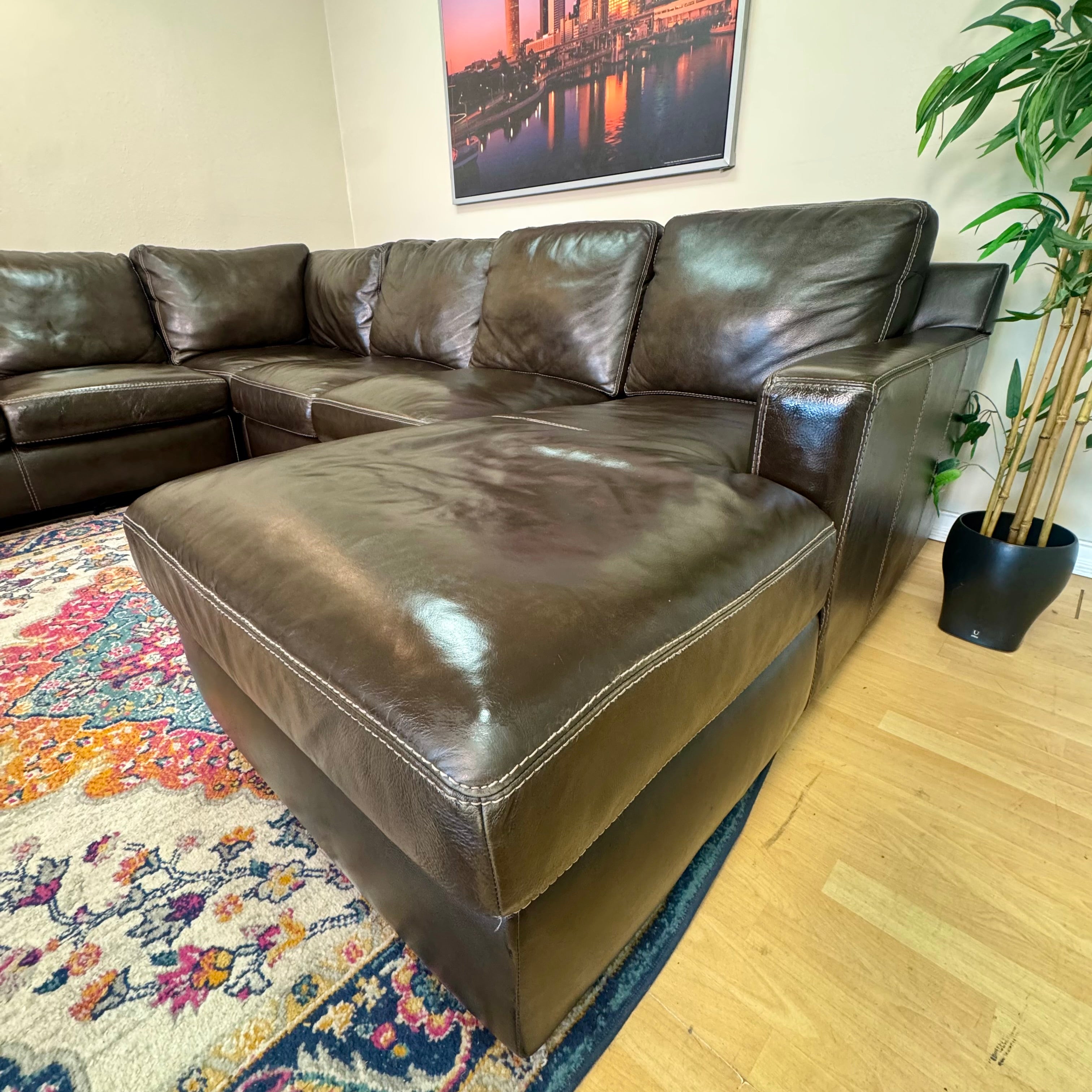 Top Grain Leather Sectional Couch