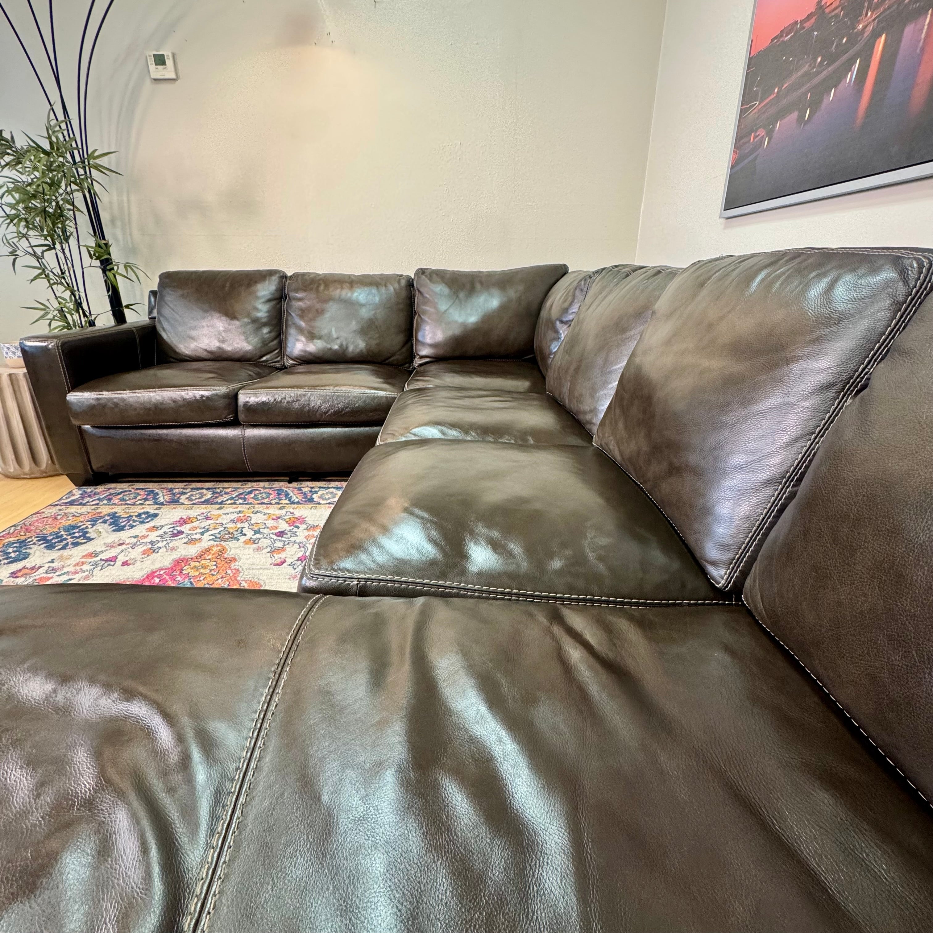 Top Grain Leather Sectional Couch
