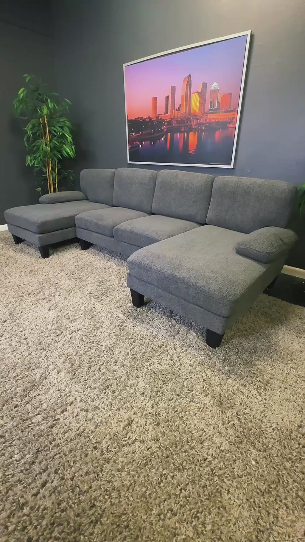 Gray Double Chaise Sectional Couch